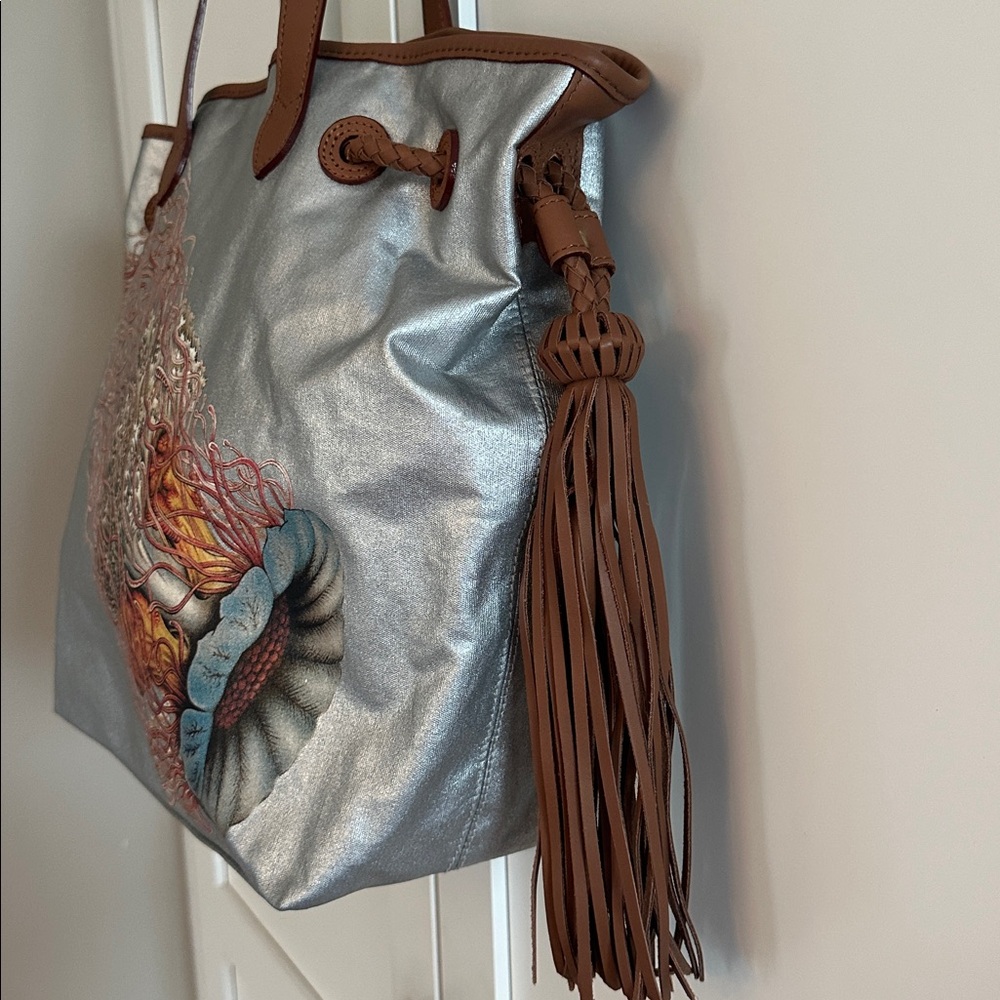 JESSICA KAGEN CUSHMAN METALLIC CANVAS TOTE - Picture 2 of 9